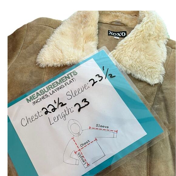 XOXO DIstressed Suede Jacket With Sherpa Lining Women’s Size XL Penny Lane Vibes - Picture 16 of 16
